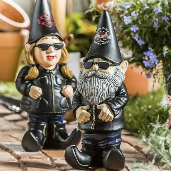 Garden Decorations Locomotive Dwarf Drunk Biker Gnomes Bikini Fairy Garden Courtyard Crafts Kit Statue Miniature Micro Landscape Flowerpot O