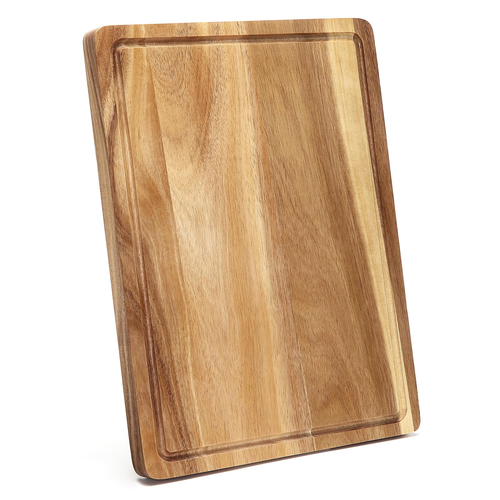 Garvee Cutting Board, 18x12 Large Acacia Wooden Cutting Board for Kitchen, Edge Grain Wood Chopping Board with Juice Groove and Handles, Pre-Oiled Car