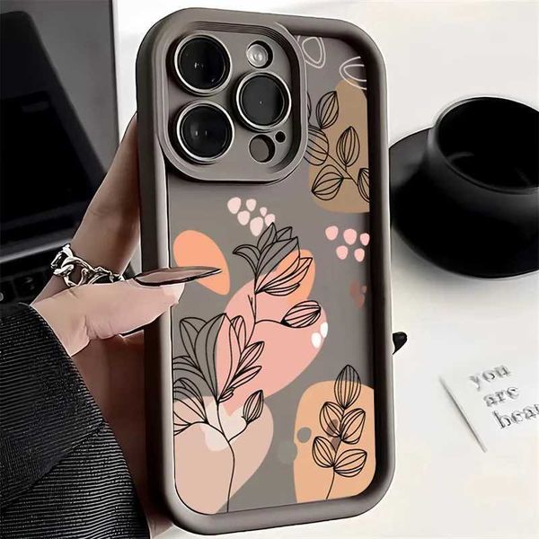 New Arrival Abstract Plants Phone Case for iPhone 11 12 13 15 16 Pro Max XS XR X 7 8 14 15 16 Plus SE Flower Pattern Back Cover Z241012