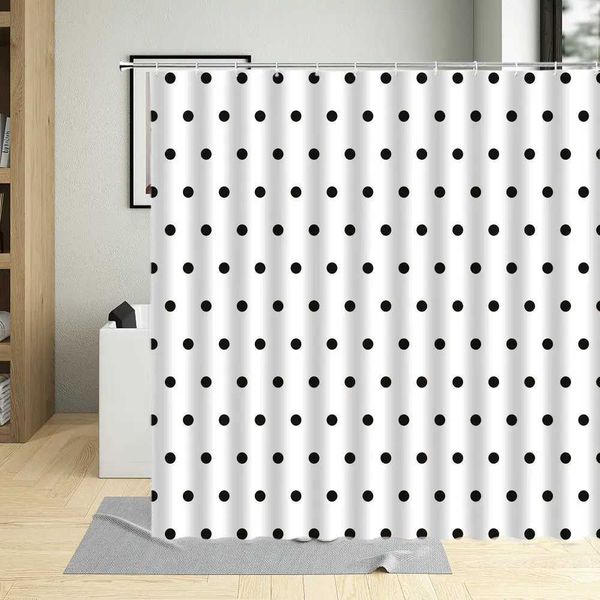 Pattern Color Polka Dots Abstract Hand Drawn White Circle Shower Curtain Waterproof Polyester Fabric Bath Curtains Home Decor M240824