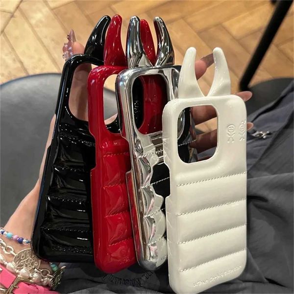 Cell Phone Cases Trendy 3D Speaker Glossy Down Jacket Phone Case iPhone 15 14 13 Pro Max Creative Fashion Shockproof Back Cover Gift J241105