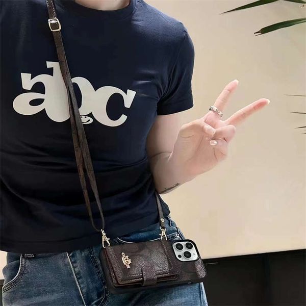 Luxury Phone Case for iPhone 16pro 15promax 14plus 14 pro max 13pro 13 12 11 brand Leather Original Monogram Flip Card Holder Wallet Handbag