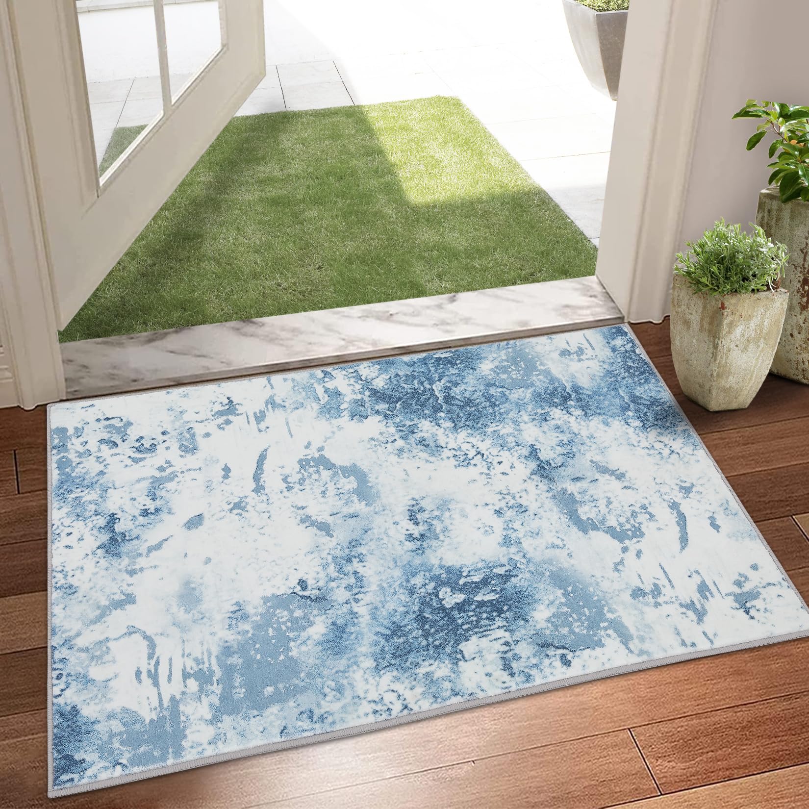 Garvee Washable Soft Area Rug, 2x3 Modern Abstract Design Rugs, Stain Resistant Foldable Carpet Non-Shedding Floor Mat with Non-Slip Backing, for Livi