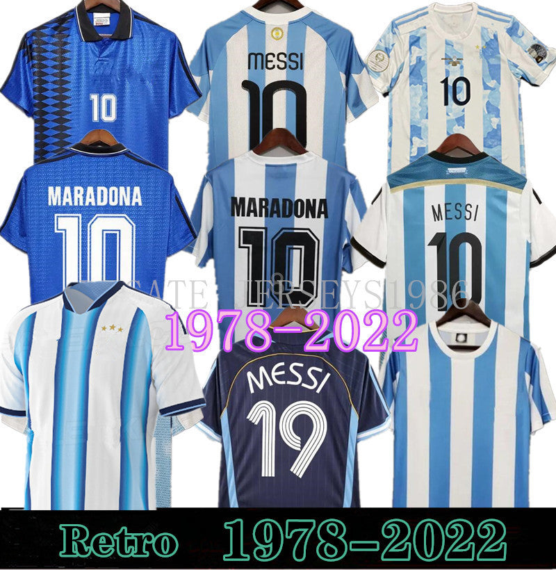 maradona soccer jersey 1986 1994 ArgentinaS retro 86 Vintage Classic Riquelme 78 Football Shirts Maillot Camisetas de Futbol 86 94 96 00 01 2006 201