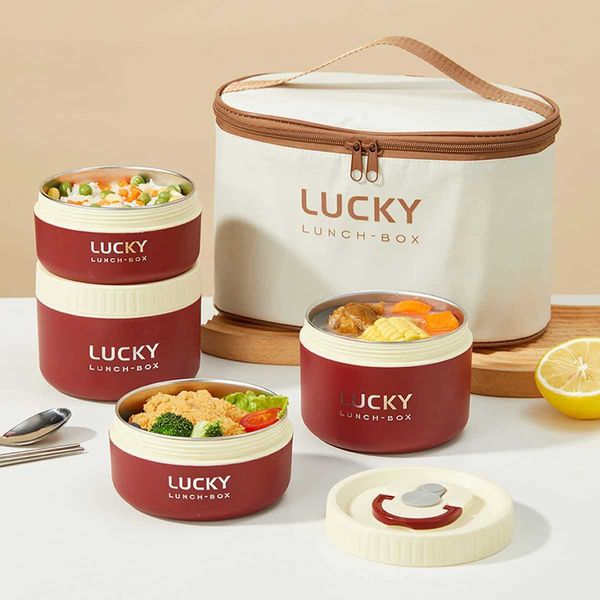 insulated lunch box fruit salad food container with cutlery and heat bag portable microwave sealed lunch box suitable for childrenX240831