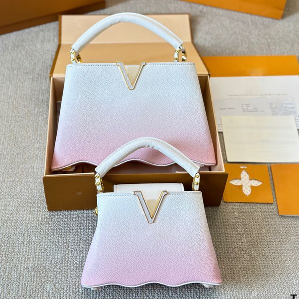 Women Totes Gradient Capucines bb Bags Handbag Luxurys Designers Crossbody Bag With Wide Detachable Shoulder Strap Genuine Leather Travel Ha