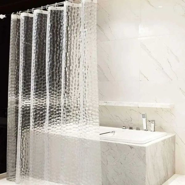 Translucent Shower Curtain 3D EVA Pebble Pattern Plastic Clear Bath Curtains Waterproof Frosted Bath Curtains Shower Stall Y240815