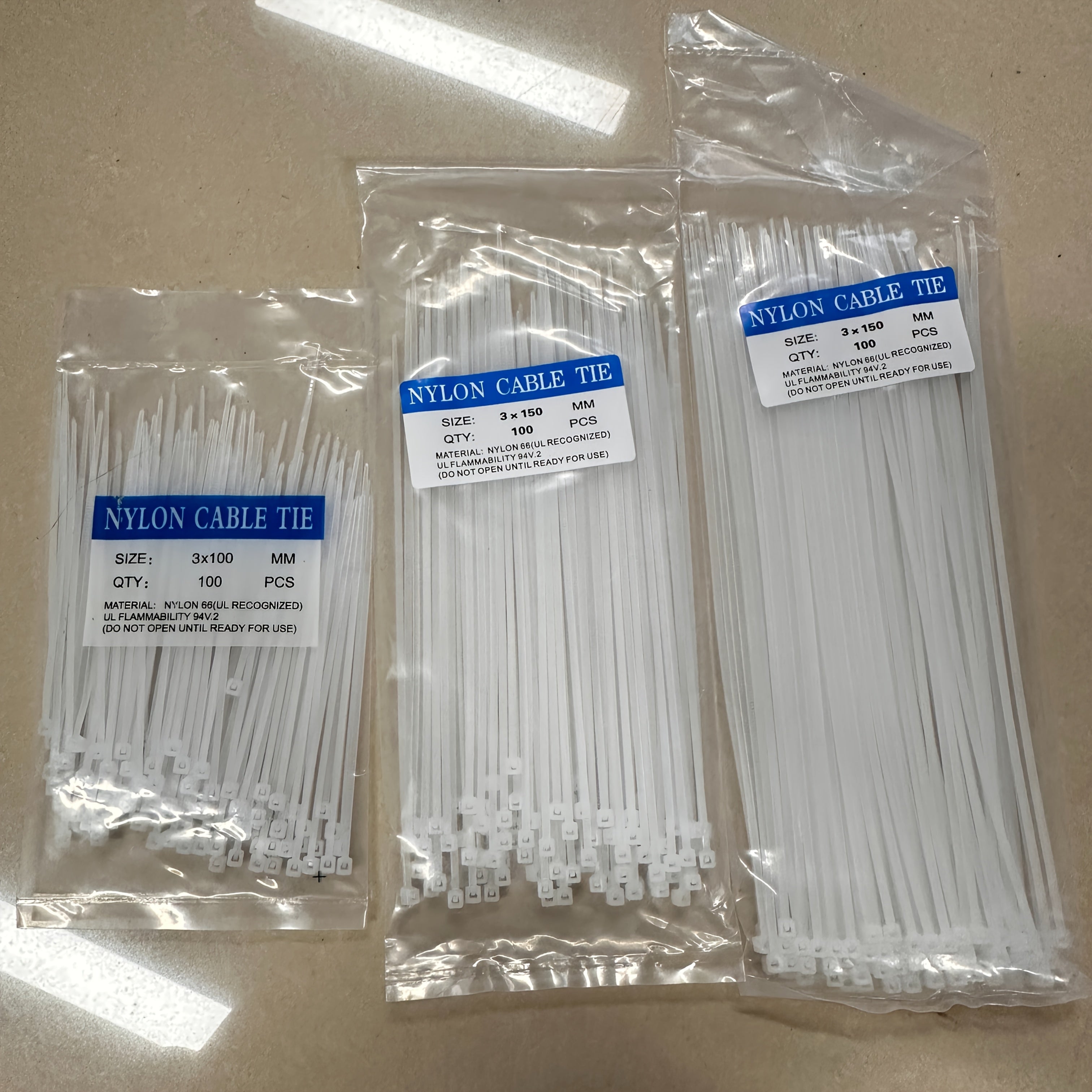 TEMU 300pcs Durable Nylon Cable Ties - Adjustable, Non-slip, 10.16-15.24-20.32cm, Black & White, Ideal For Home, Office, Outdoor Use, Furniture