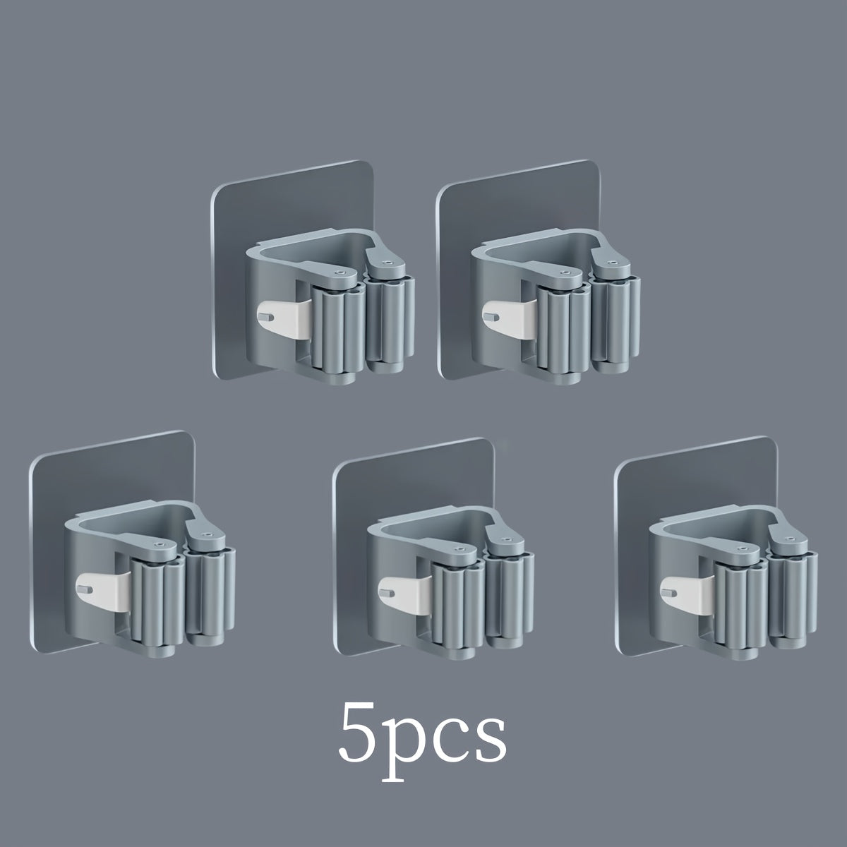 TEMU 5pcs Multi-functional Mop Broom Holder - Utility Hooks With Self-adhesive Wall Mount, Tool Storage, And Clamp For Kitchen, Garden, Garage,