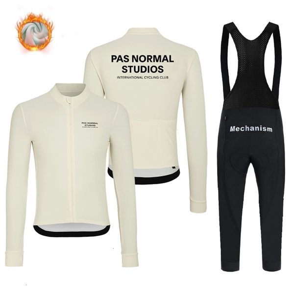 Cycling Jersey Sets PAS NORMAL STUDIOS winter fleece mens clothing team road mountain biking jersey cold cycling PNS suit 221114