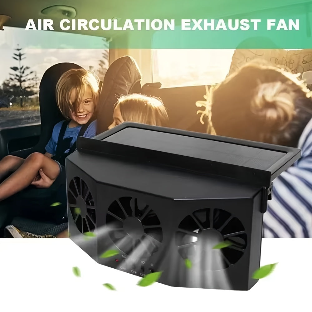 TEMU Solar Powered Car Ventilating Fan - Car Fan For Solar Cooling, Vent Exhaust Radiator With Air Circulation And Silent Operation