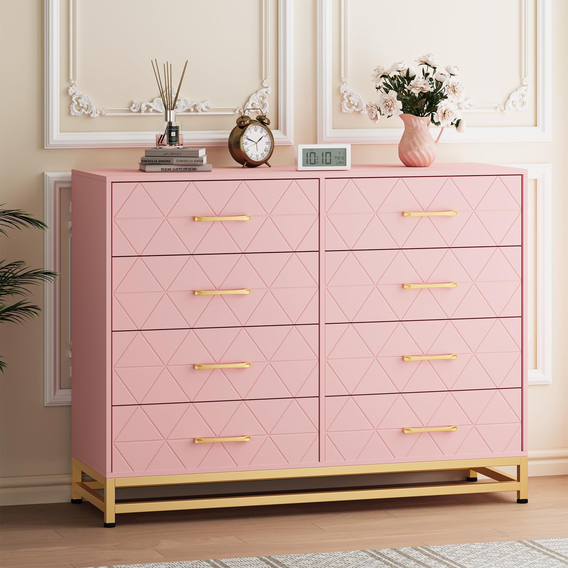 Garvee Dresser for Bedroom with 8 Drawer, Tv Stand Dressers Chest of Drawers for Living Room Hallway Entryway, MDF Board