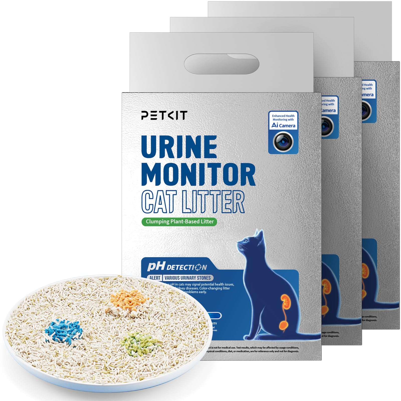 PETKIT 2025 New Urine Monitor Litter, pH Detection Tofu Litter, Superior Clumping 100% Natural Ingredients Plant Cat Litter, Dust-Free and Odor Contro