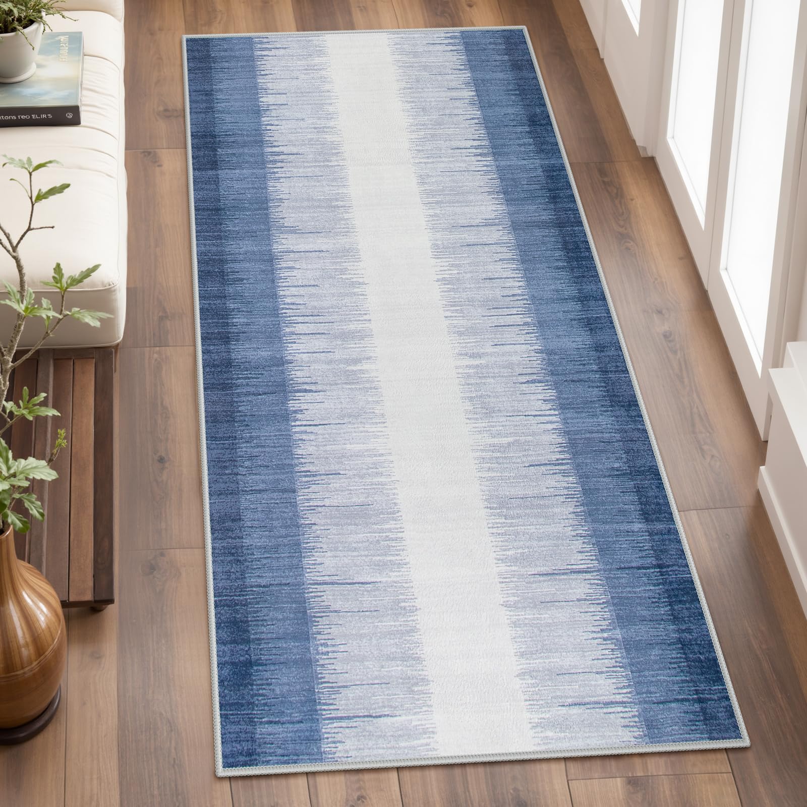 Lahome Blue Ombre 2x4 Rug, Washable Non Slip Small Rugs for Entryway, Modern Print Indoor Door Mat for Bathroom Bedroom Laundry Sink 2' x 4' (Rectangu