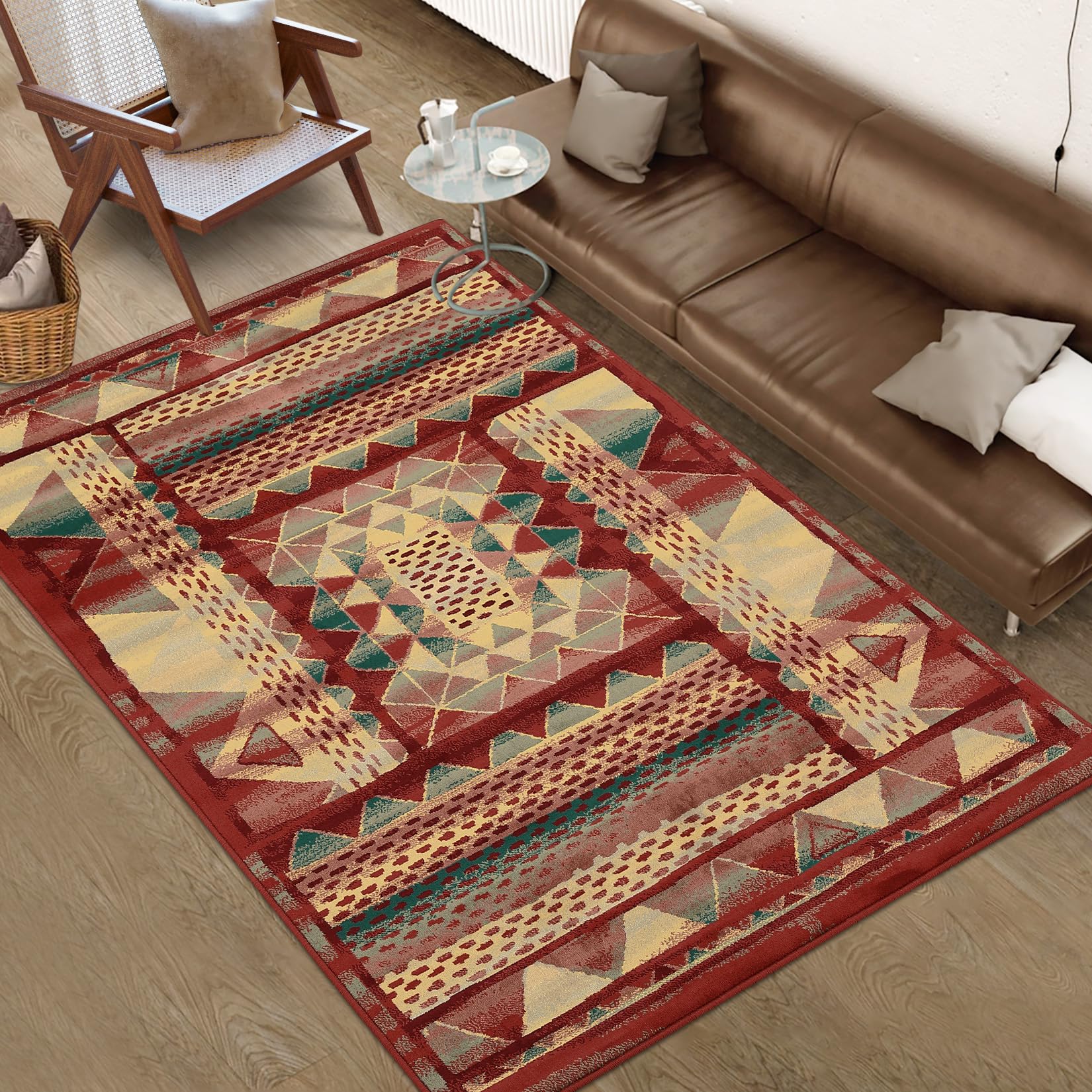 Garvee 8x10 Area Rugs for Living Room Bohemian Bedroom Decor Soft Area Rug Low Pile Modern Rug Abstract Large Area Rug Non Slip Floor Mats Indoor Nurs