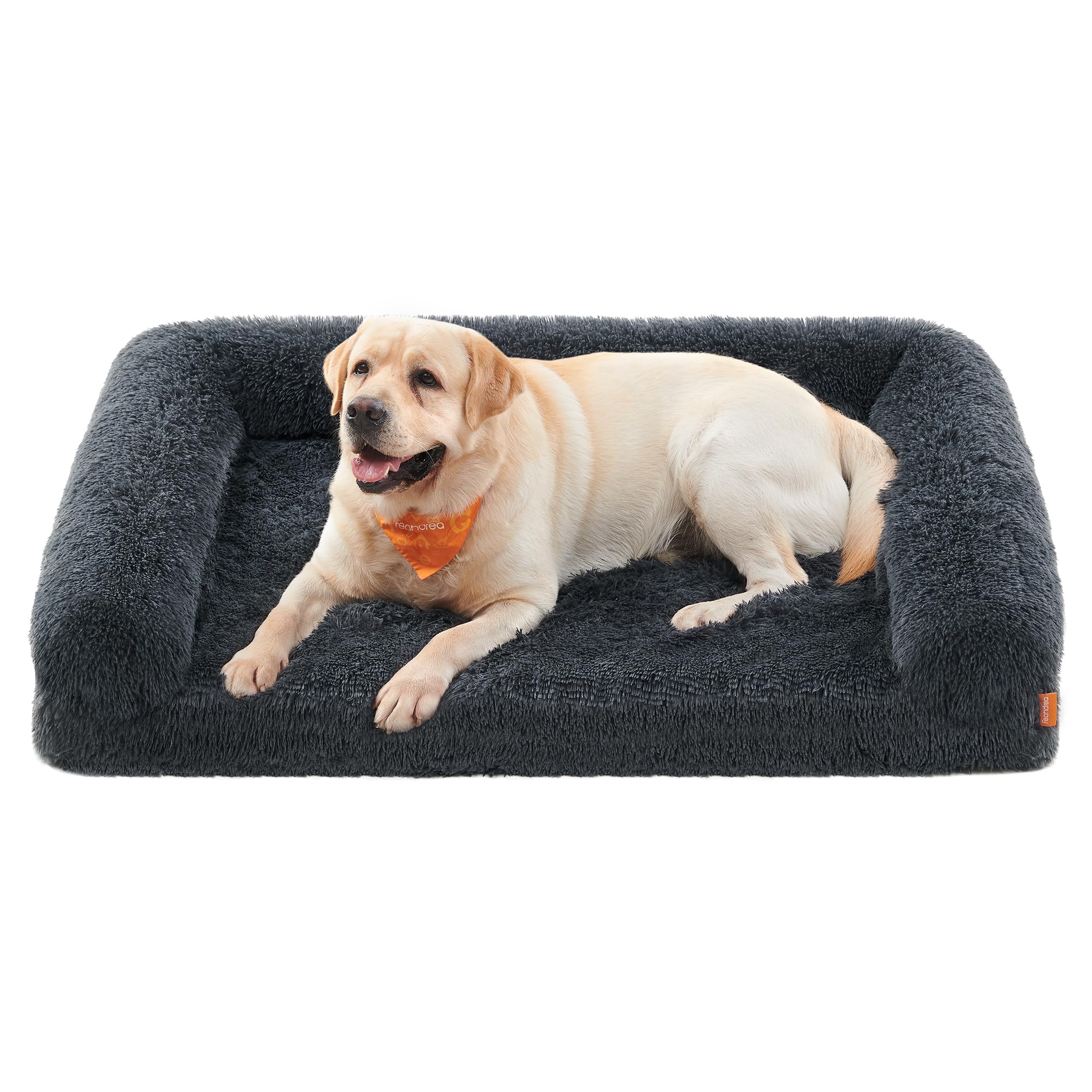 Feandrea Dog Bed, Orthopaedic Dog Sofa Bed for Medium and Large Dogs, Waterproof Ped Bed with Removable Washable Cover, 42 x 31.5 x 9 Inches, Dark Gra