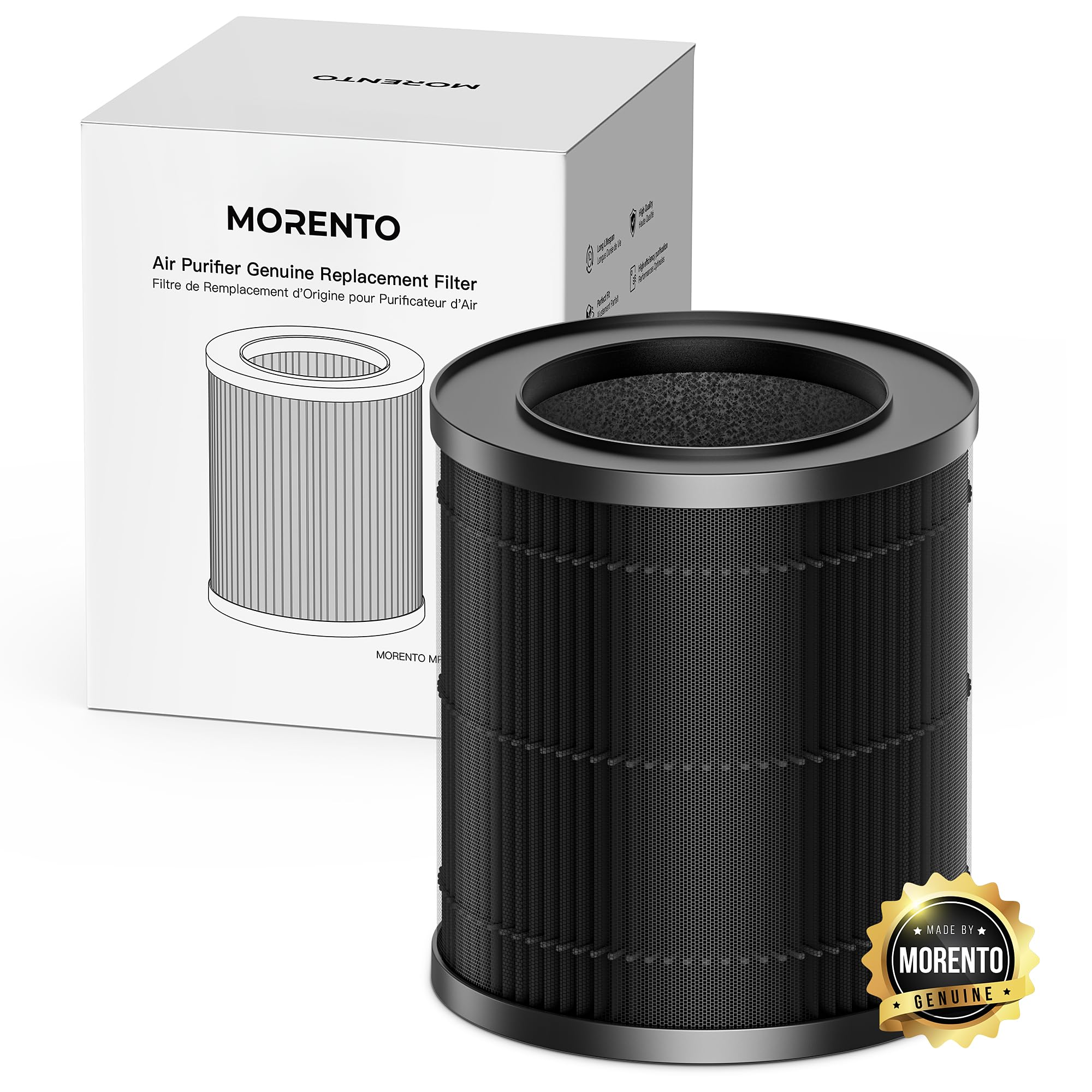 MORENTO 1 Pack MR2566 Genuine Air Purifier Replacement Filter for MR2566 Air Purifier, Original Version