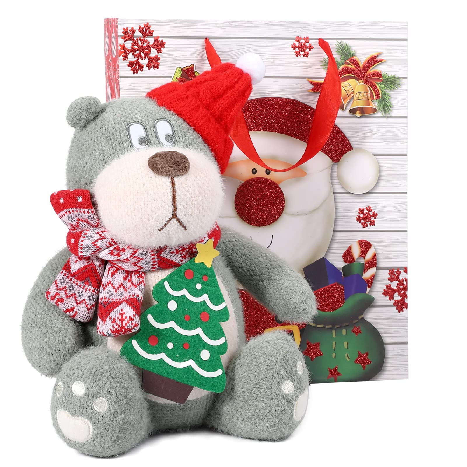 Garvee 13.8" Plush Toy, Super Soft Cuddly Plush Animal Bear Toys with Christmas Hat, Birthday Christmas Valentine New Year's Gifts for Boys Girls Ladi