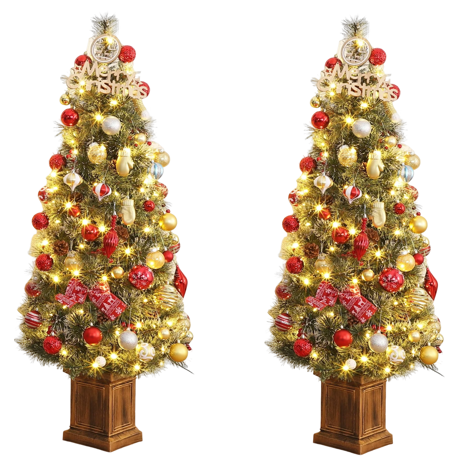 Garvee 4.5 Ft Pre-Lit Artificial Christmas Tree, Fake Spruce Christmas Tree with 200 Led Lights, 8 Dual Color Modes, Tabletop Small Xmas Tree for Indo