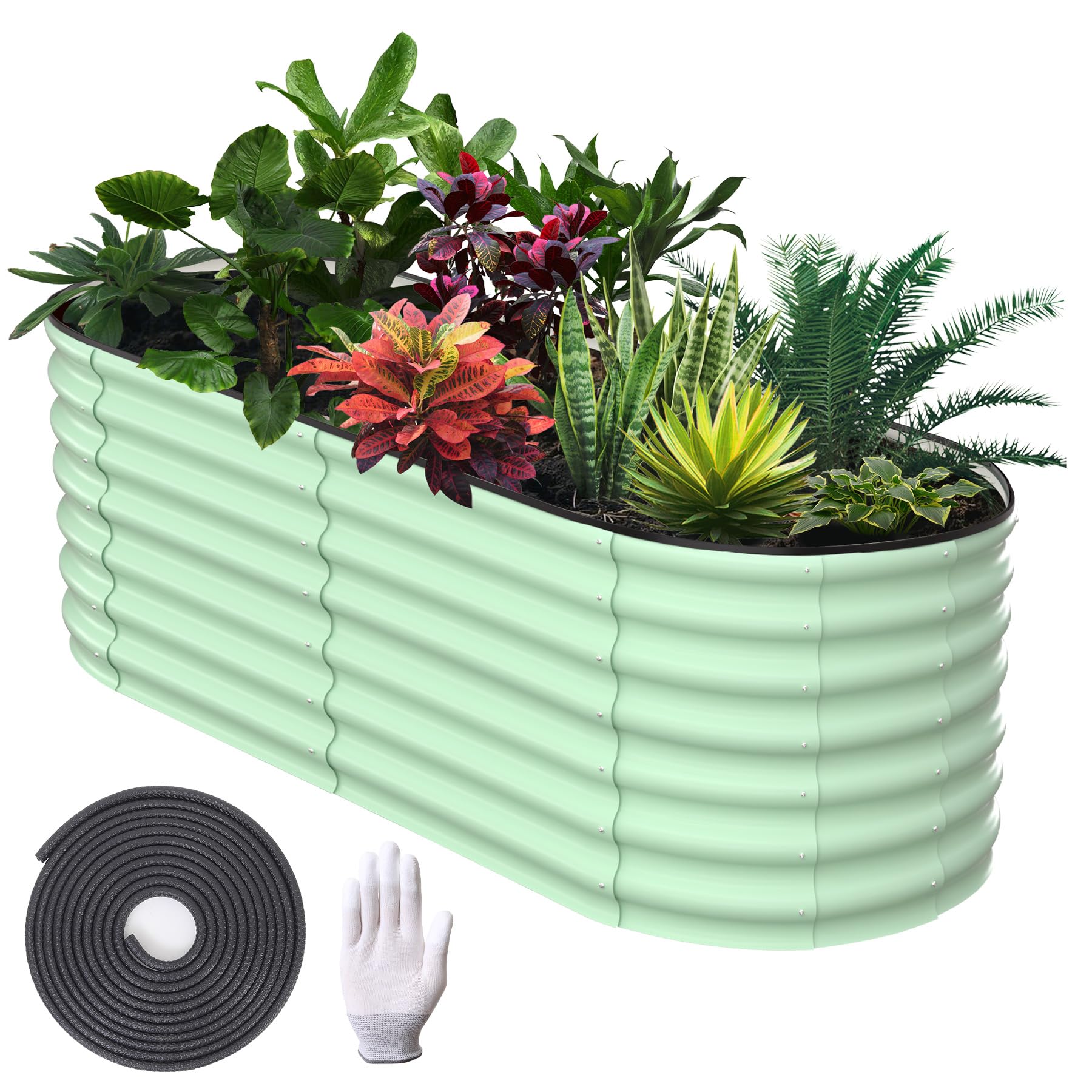 Garvee 6' X 3' X 2' Galvanized Raised Beds for Outdoor, Oval Raised Garden Bed with Open Base, Tool-Free Assembly Planter Raised Boxes for Outdoor Veg