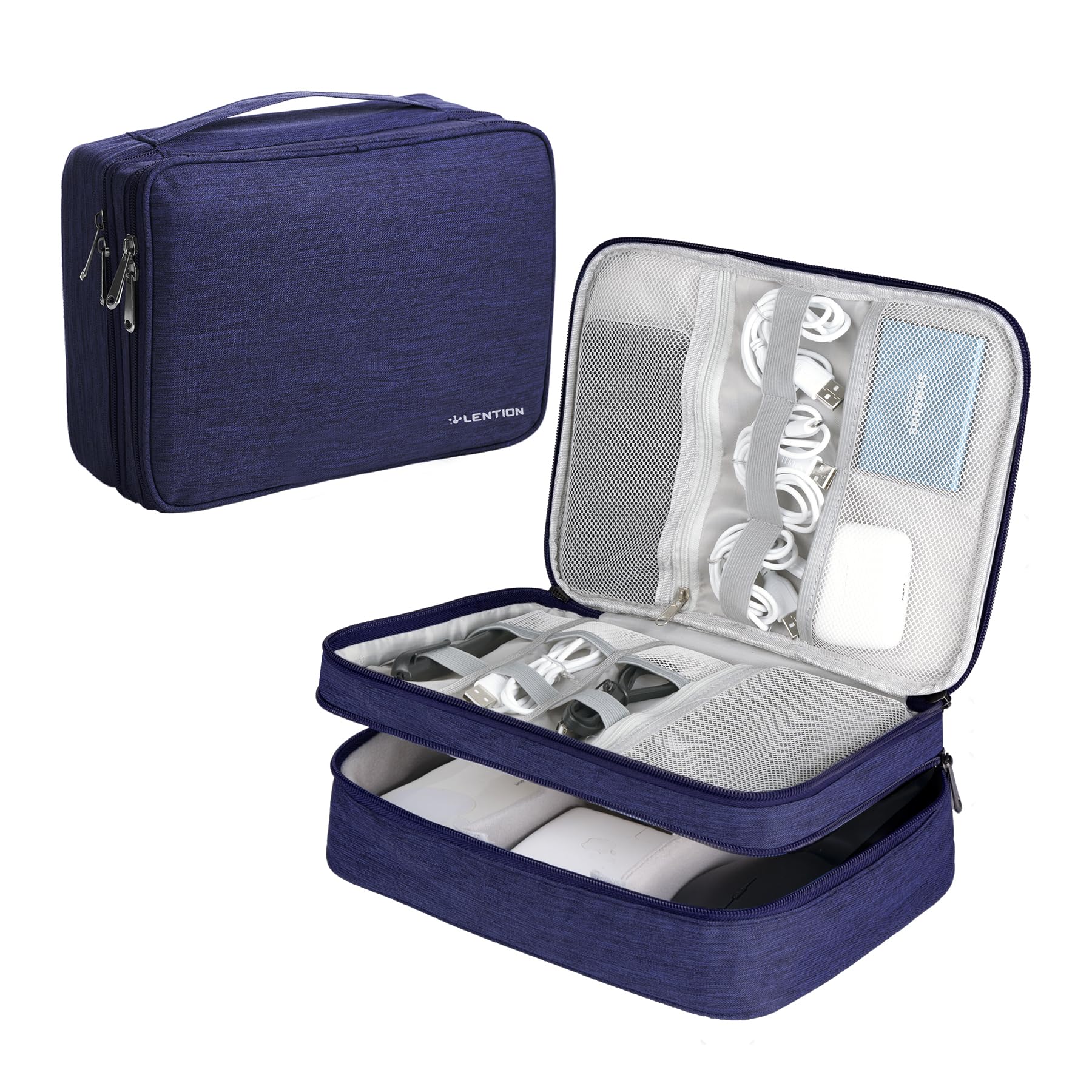 LENTION Cable Electronics Organizer Bag Pouch, Travel Accessories Carry Case Portable Bag Waterproof Double Layers All-in-One Storage Bag Carrying for