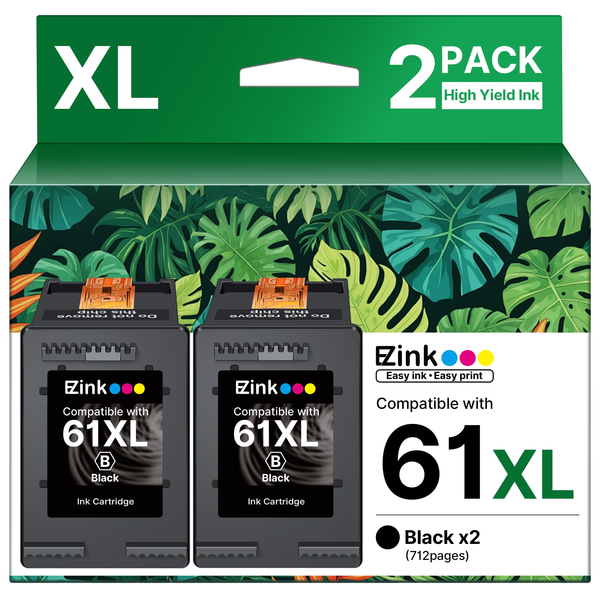 61XL Ink Cartridges Remanufactured Replacement for HP Ink 61, 61XL Ink Cartridges for HP Printers Envy 4500 5530 4502 4501 5535 OfficeJet 4630 4635 De