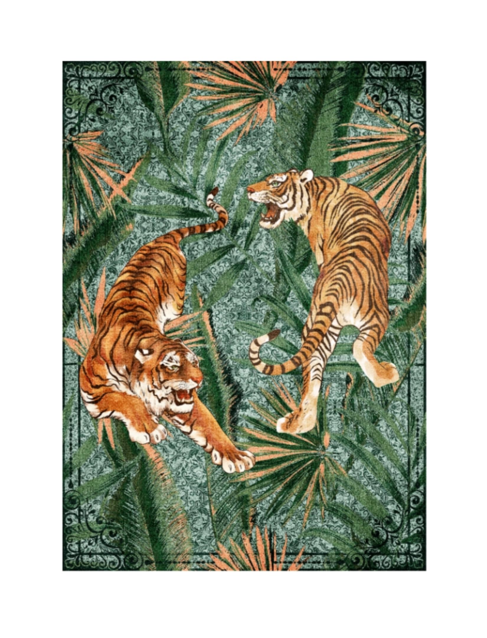 Garvee Bedroom Rug Washable Non Slip Low Pile Boho Floral Carpet 10x13ft Green