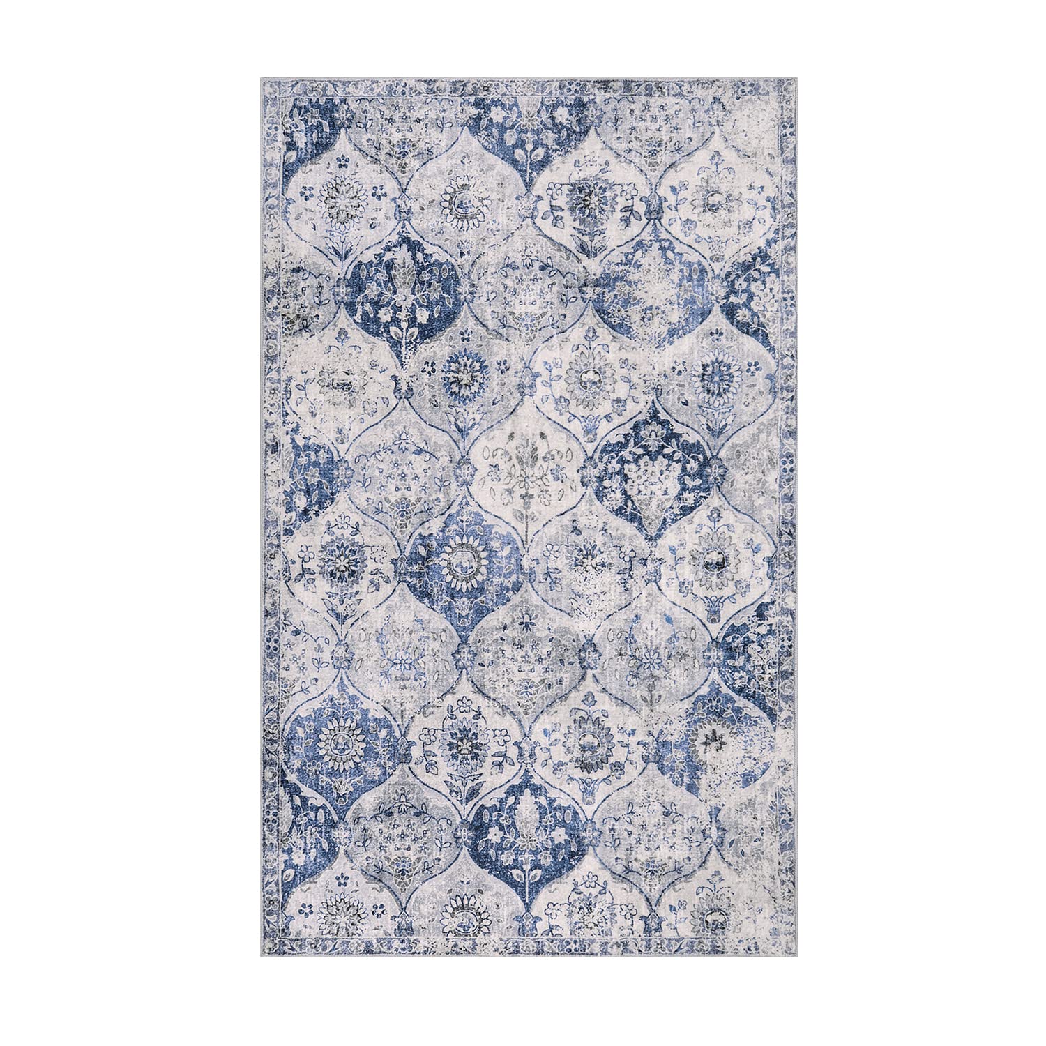 Lahome Moroccan Trellis Washable Small Area Rug, 3x5 Area Rug for Bedroom Living Room, Non-Slip Oriental Accent Throw Carpet for Kitchen Office Entryw