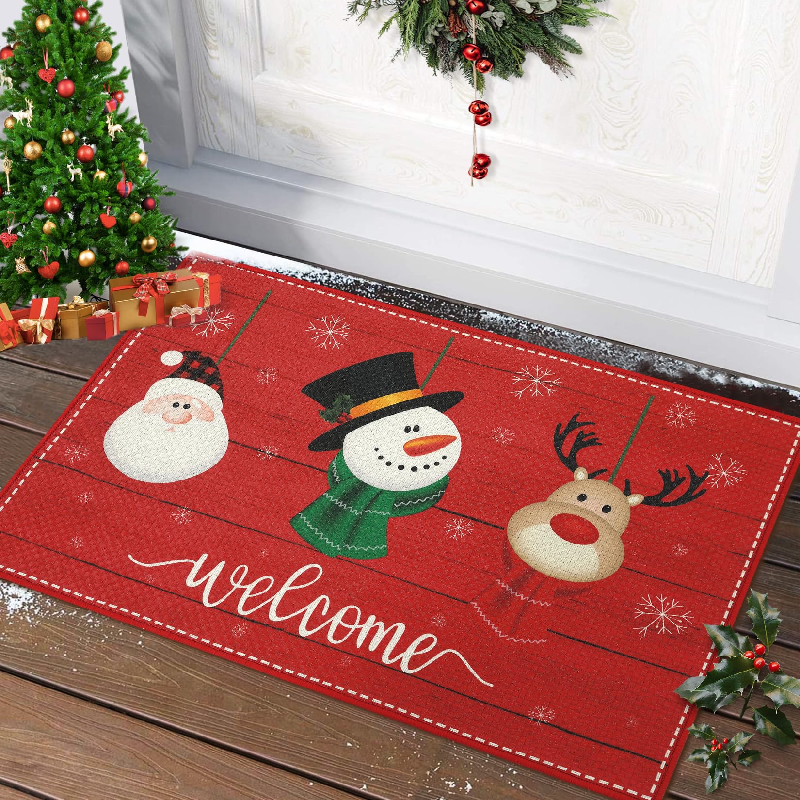 Garvee Christmas Doormats Front Door Mat Xmas Indoor Doormat Floor Mats Non-Slip Entryway Door mat Christmas Decorative Doormats, 17" x 29"