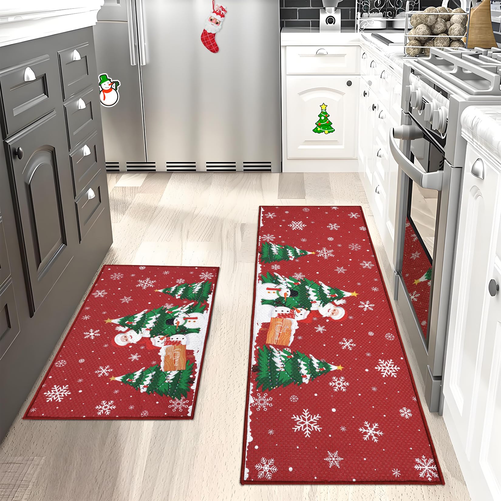 Garvee Christmas Kitchen Mat Set of 2 Non Slip Doormats Welcome Mats for Front Door Floor Mats Ourdoor Decor Welcome Mat Stain Resistant Room Decor Ca