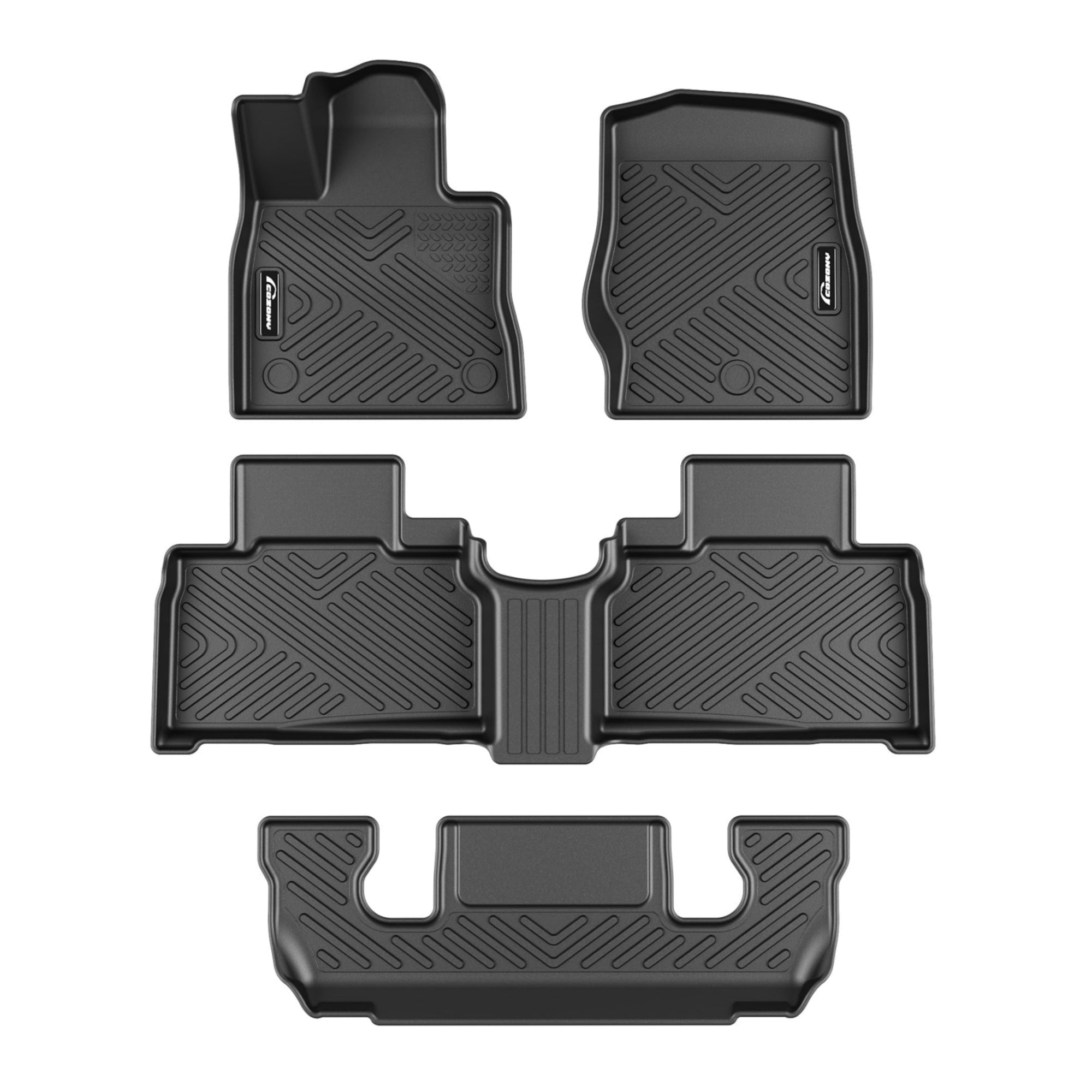 Garvee Floor Mats Fits 2020-2025 Ford Explorer 6 Passenger, Anti Skid TPE Floor Liners, All Weather, 3 Rows, Black