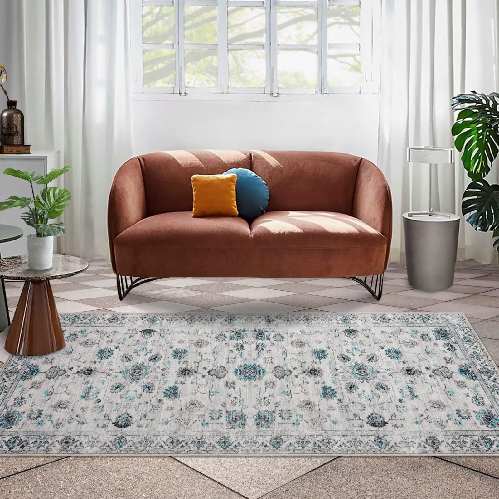 Garvee Area Rug 2x6 Runner Rug Boho Floral Entryway Runner Vintage Runner Oriental Distressed Hallway Runners Indoor Kitchen Laundry Floor Mat Washabl