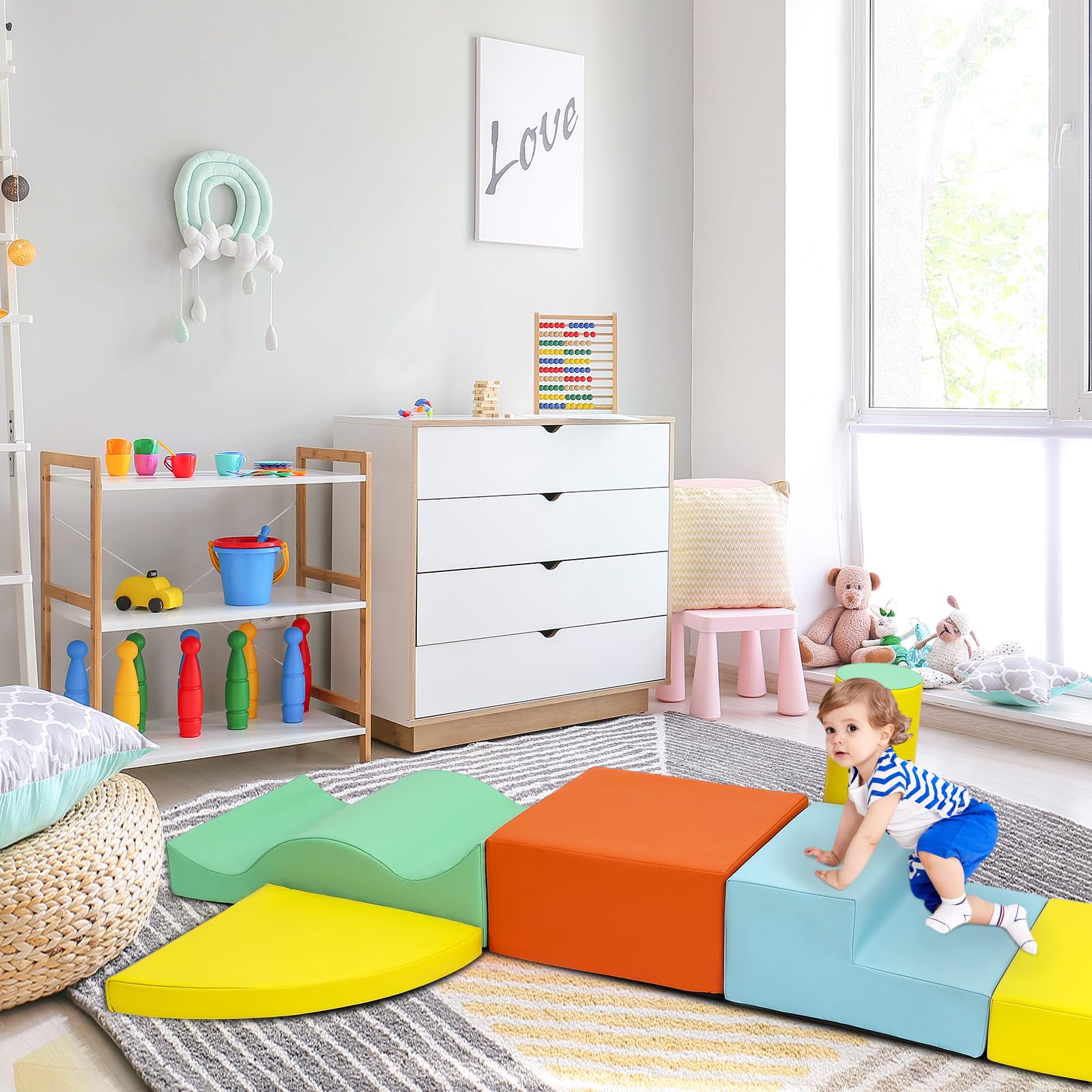 Garvee Foam Climbing Blocks Set - 10PCS Indoor Active Playset, Soft Climbing Indoor Set for Infants, Preschools, Toddlers