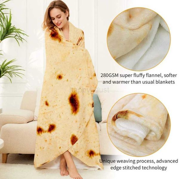 Funny Round Corn Tortilla Blanket Soft Throw Blanket for Bed Fleece Sofa Plaid Plush Bedspreads Winter Warm Flannel Wrap BlanketCL240720