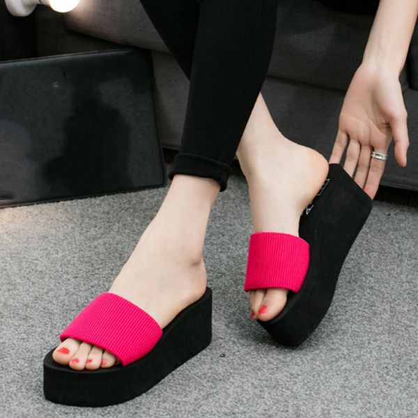 Fashion Slippers Women 7CM Thick Platform Slippers EVA Soft Indoor Home Slides Summer Beach Sandals Men Bath Flip Flops Shoes