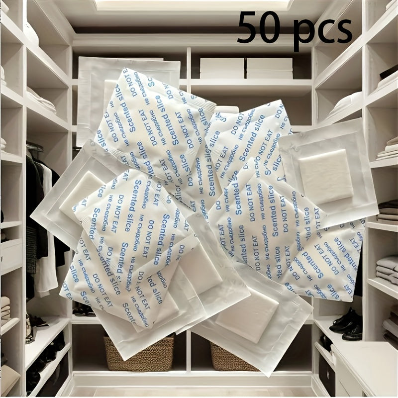 TEMU 50-pack Scented Drying Bags - Air Freshener Pouches For Clothes, Shoes & Wardrobe Deodorizer In Scents: Long Lasting Jasmine, Rose, Lavender,