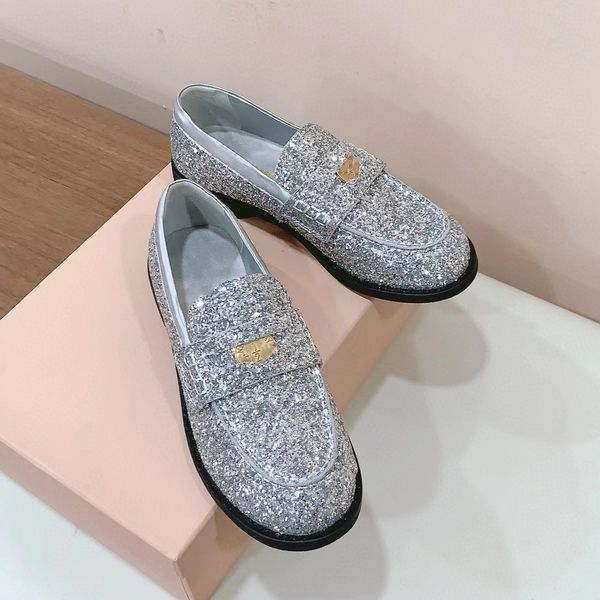Designer -dress shoes Classic crystal pattern Cowhide Women Loafers spring Womens flat Half fashion work Office evening dress Shoe