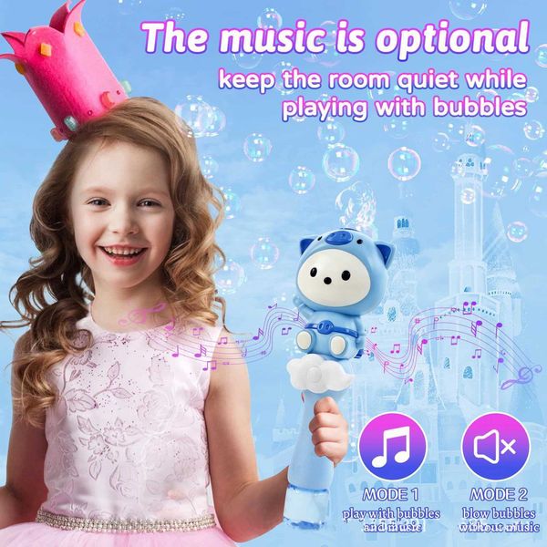 Cartoon Cute Pig Electric Bubble Gun Childrens Toy Bubble Machine Automatic Soap Hairdryer with Light Outdoor Party Bubble House GiftW240902