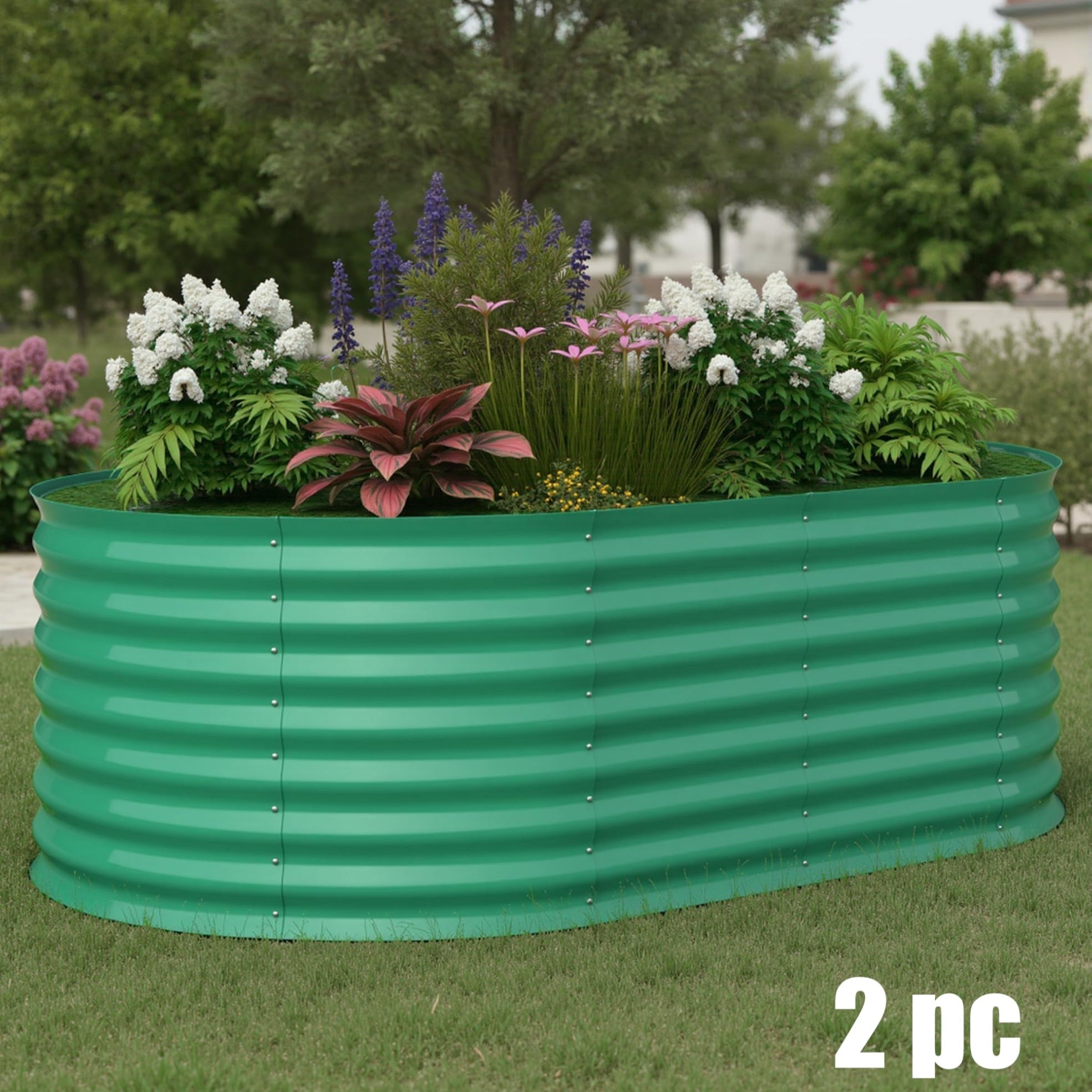 Garvee 2 Pcs 6' X 3' X 2' Galvanized Steel Raised Garden Beds, Outdoor Deep Planter Box Kit with Tool-Free Assembly, Rust-Resistant Green Coated Desig