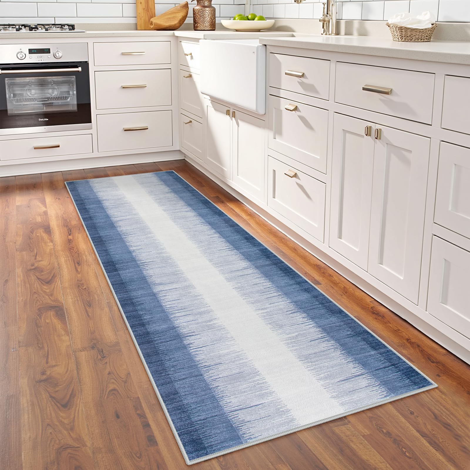 Lahome Modern Washable Kitchen Runner Rug 2'x6' - Non-Slip Ultra-Thin Bathroom Rugs, Soft Neutral Print Carpet Runners for Hallway 6ft, Bedroom, High