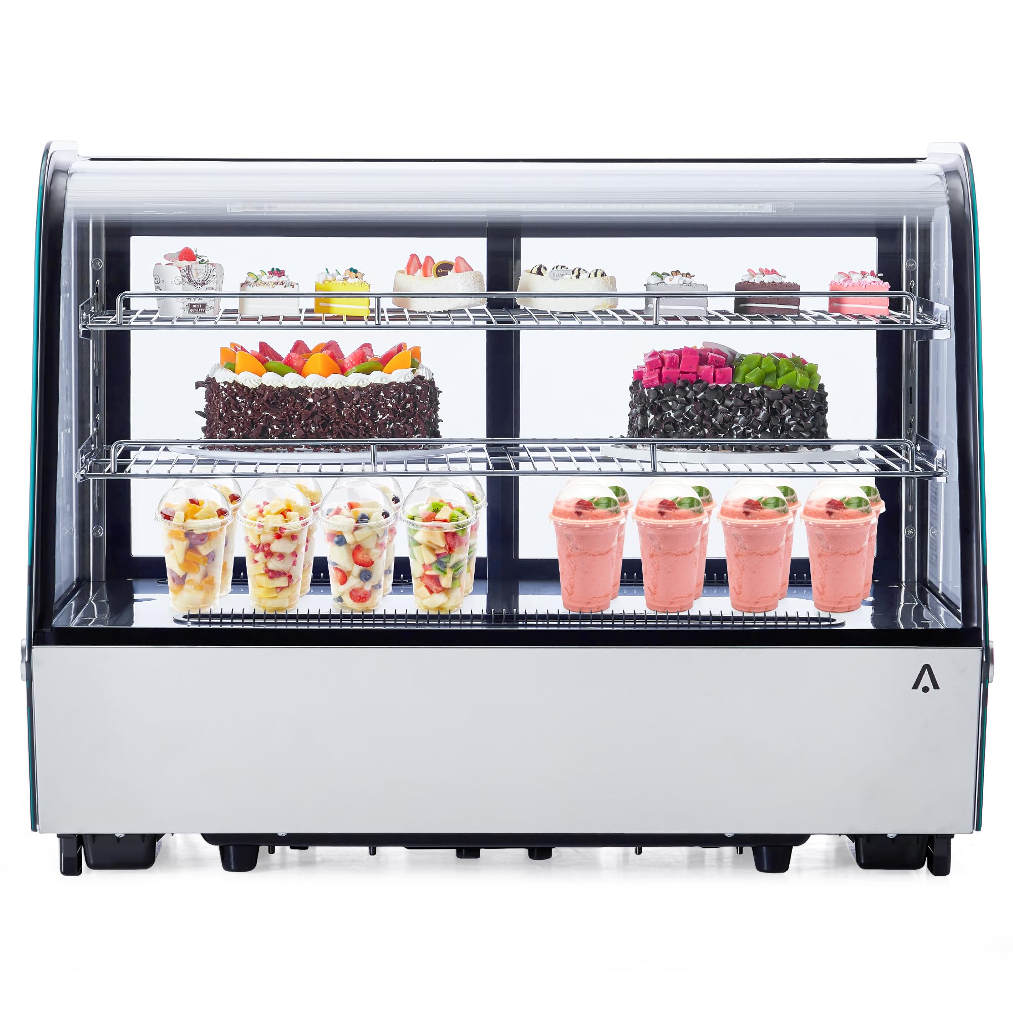 Garvee Commercial Refrigerator Display Case 4.6Cu.Ft, With Led Lighting, 4.6 Cu.Ft Pastry Display Case, Double-Layered Glass Commercial Countertop Bak