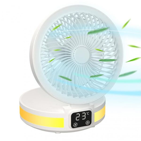 USB Desk Fan Portable Powerful Small Table Fan Quiet 4 Speed Wind Desktop Personal Fan Rotate Mini Fan Cooling With Bedside Lamp