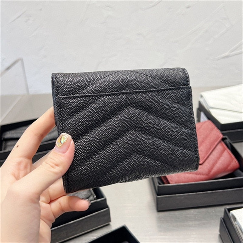 10A Woman Mens Designer Wallet Card Holder Genuine Leather Wallets Square Short Purse Three Fold Women Holders