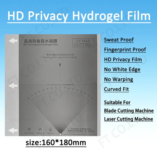 Privacy HD Hydrogel Film For All Phone Protecting Film Cutting Machine 180x160mm HD Anti-peeping TPU LCD Screen Protector Movies for Y22 Ult