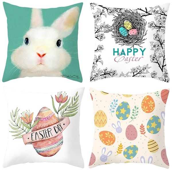 Other Festive Party Supplies 45cm Happy Easter Cushion Cover Wreath Eggs Bunny Decorative Pillowcase Sofa Car Bed Home Decor Pillow Case 220