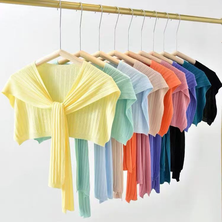 K1131 Summer Internet celebrity knitted small shawl for women thin ice silk shoulder fashionable fake collar decorative cloak cloak trendy outerwear