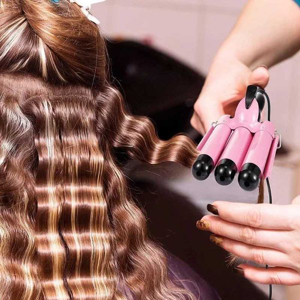 Hair Curlers Straighteners Three tube curling three bucket wavy electric iron American fast heating straightener H241121