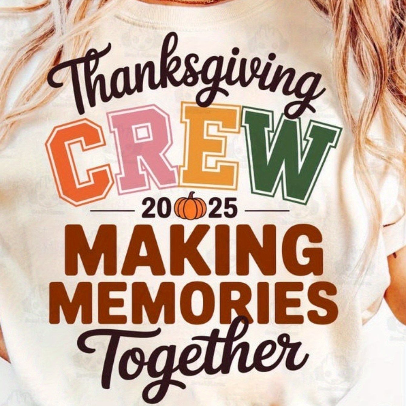 TEMU Men's 2025 Thanksgiving Crew Matching Family Shirts - 100% Cotton Casual Short Sleeve T-shirts With Autumn Pumpkin & Turkey Print, (orange,