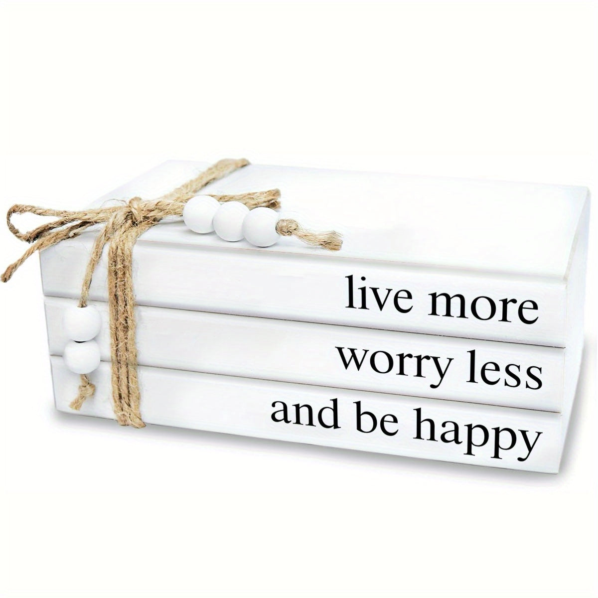 TEMU 1 Set Country Farmhouse White Wooden Fake Book Box - Decorative Books, Wooden Book Boxes, Decorative Ornaments Suitable For , Desks, Shelves,