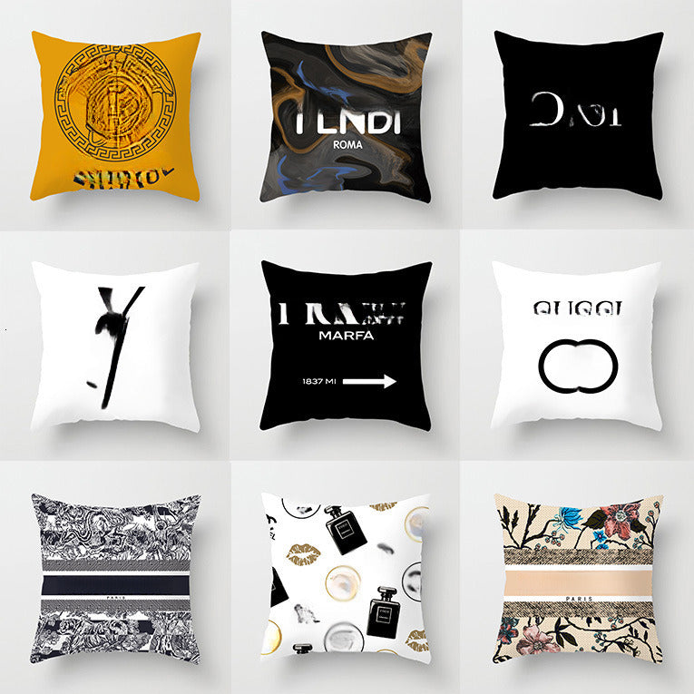 Designer pillowcase light luxury square fashion living room sofa short plush pillowcase cushion cover